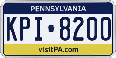 PA license plate KPI8200