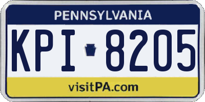 PA license plate KPI8205