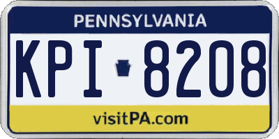 PA license plate KPI8208