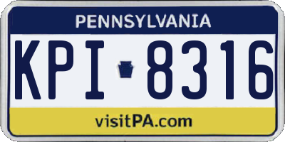 PA license plate KPI8316
