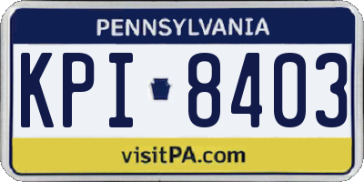 PA license plate KPI8403