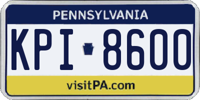 PA license plate KPI8600