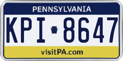 PA license plate KPI8647