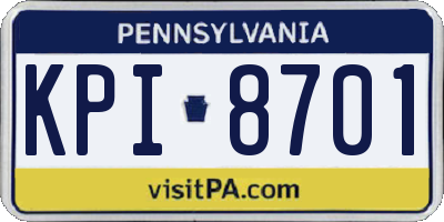 PA license plate KPI8701