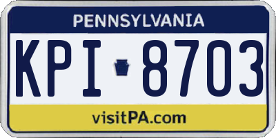 PA license plate KPI8703