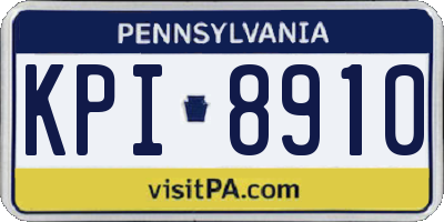 PA license plate KPI8910