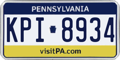 PA license plate KPI8934