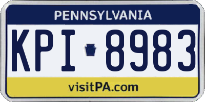PA license plate KPI8983