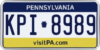 PA license plate KPI8989