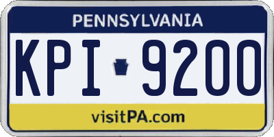 PA license plate KPI9200