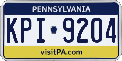 PA license plate KPI9204