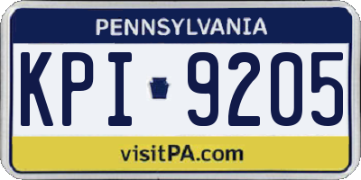 PA license plate KPI9205