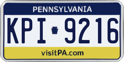 PA license plate KPI9216