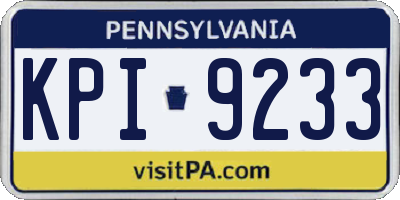 PA license plate KPI9233
