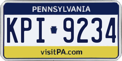 PA license plate KPI9234
