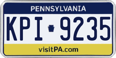 PA license plate KPI9235