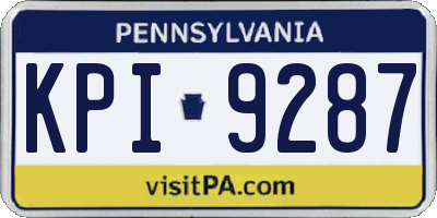PA license plate KPI9287