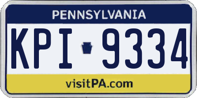 PA license plate KPI9334
