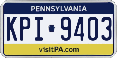 PA license plate KPI9403