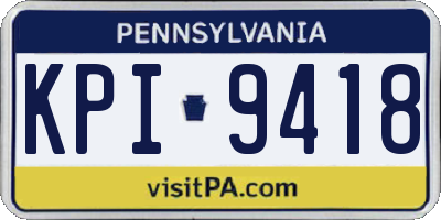 PA license plate KPI9418