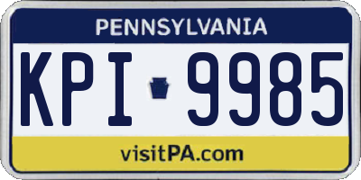 PA license plate KPI9985
