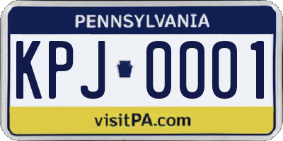 PA license plate KPJ0001