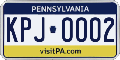 PA license plate KPJ0002