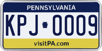 PA license plate KPJ0009