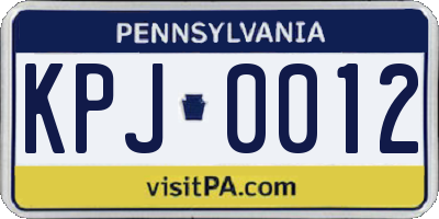 PA license plate KPJ0012