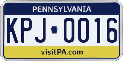 PA license plate KPJ0016