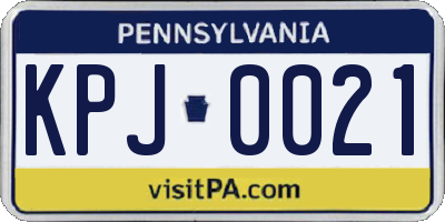 PA license plate KPJ0021