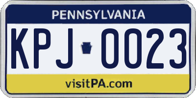 PA license plate KPJ0023