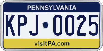 PA license plate KPJ0025