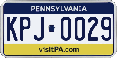 PA license plate KPJ0029