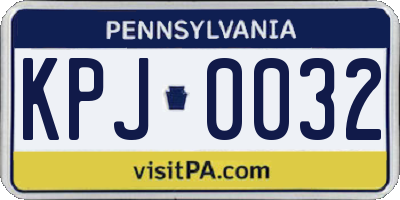 PA license plate KPJ0032