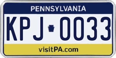 PA license plate KPJ0033