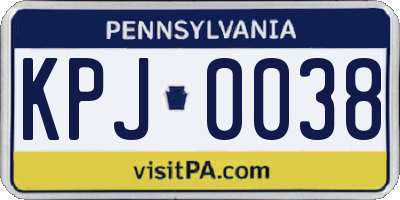 PA license plate KPJ0038