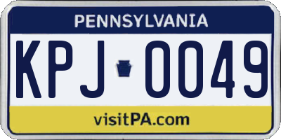 PA license plate KPJ0049