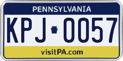 PA license plate KPJ0057