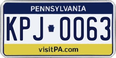 PA license plate KPJ0063