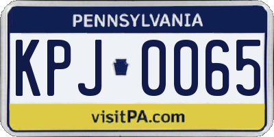 PA license plate KPJ0065