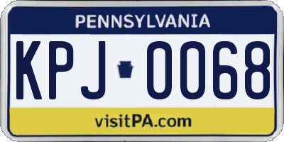 PA license plate KPJ0068