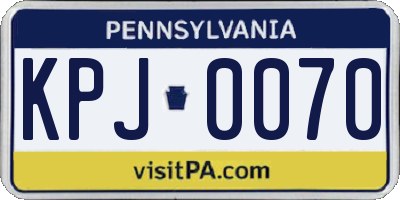 PA license plate KPJ0070