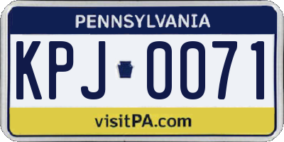PA license plate KPJ0071