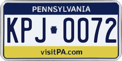PA license plate KPJ0072
