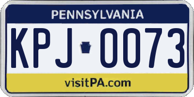 PA license plate KPJ0073