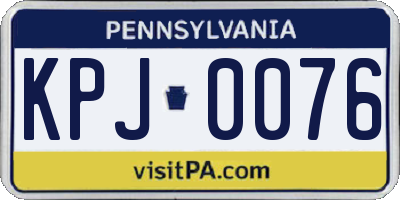 PA license plate KPJ0076