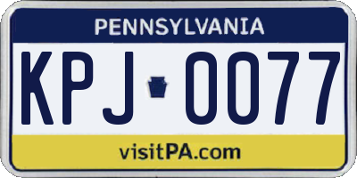 PA license plate KPJ0077