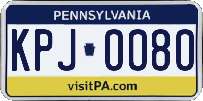 PA license plate KPJ0080
