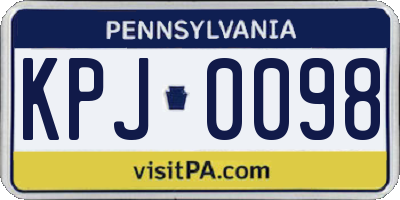PA license plate KPJ0098